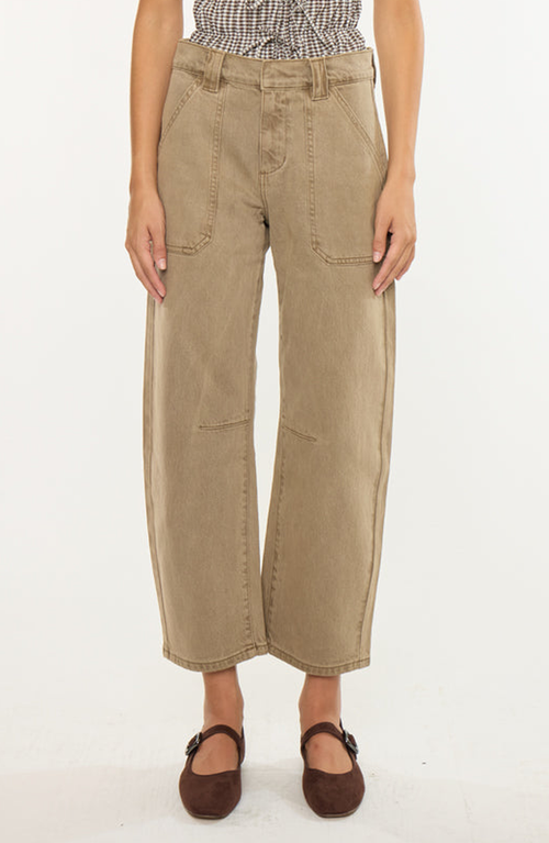 Kancan Serene Low Slung Barrel Jeans In Brown