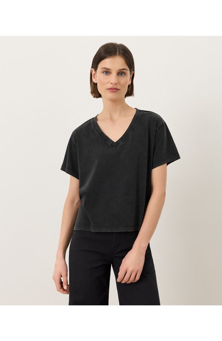 Pact Organic Cotton Vintage Jersey V-Neck Tee, Main, color, Washed Black