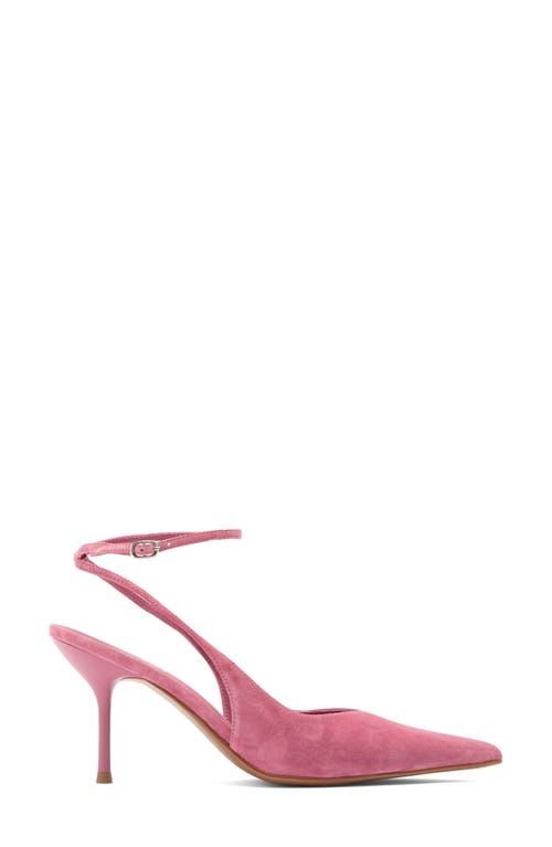 Jeffrey Campbell Executive Ankle Strap Pointed Toe Slingback Pump In Dusty Rose Suede