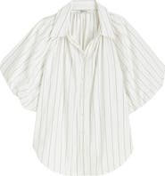 Madewell Stripe Shirred Bubble Sleeve Button-Up Shirt