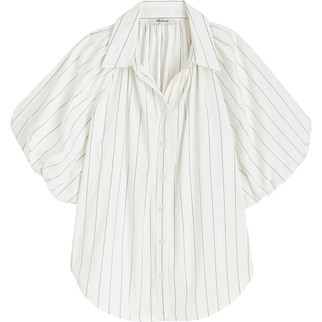 Madewell Shirred Bubble-sleeve Button-up Shirt In White
