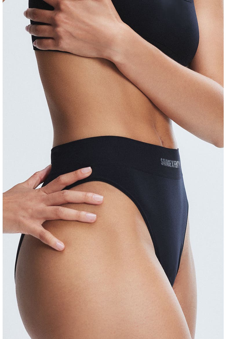 Seamless High Waist Bikini Panties, Alternate, color, BLACK CAVIAR
