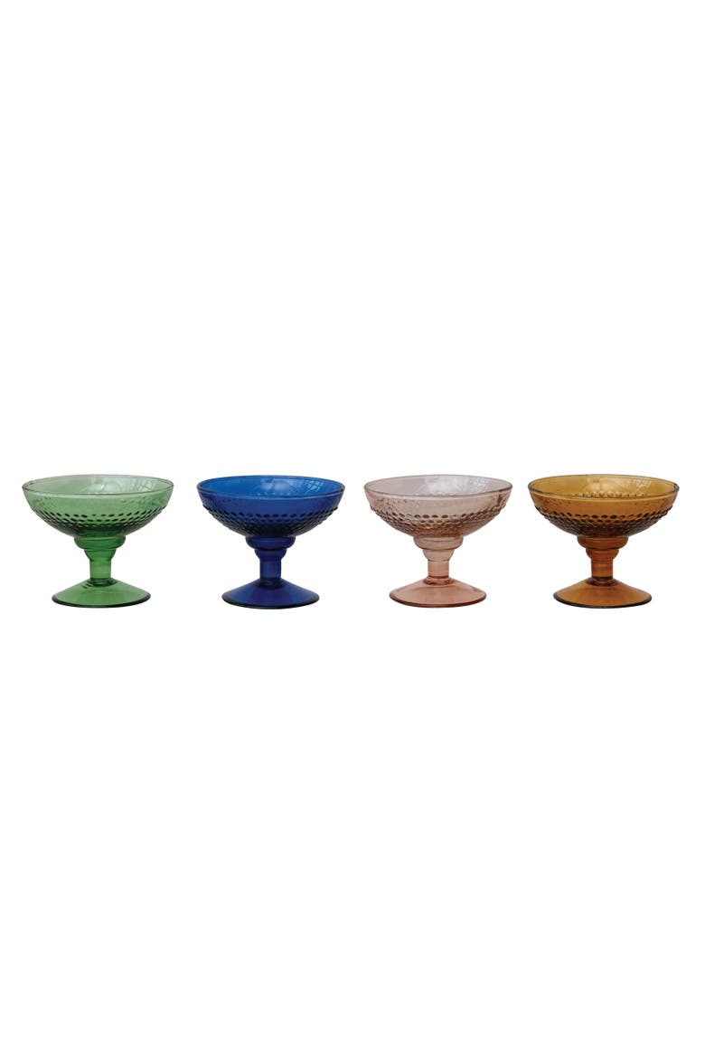 4-Piece Embossed Stemmed Coupe Set, Main, color, Blue