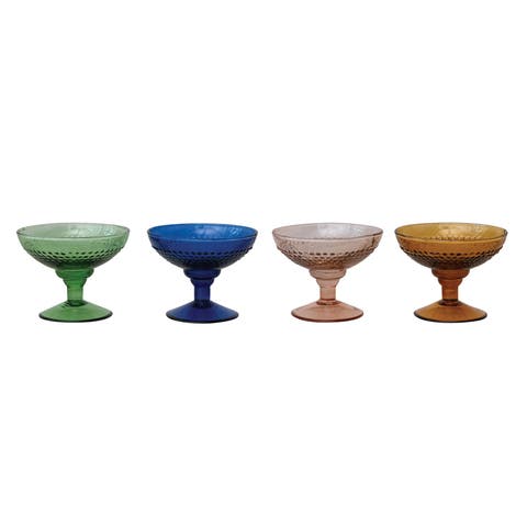 4-Piece Embossed Stemmed Coupe Set