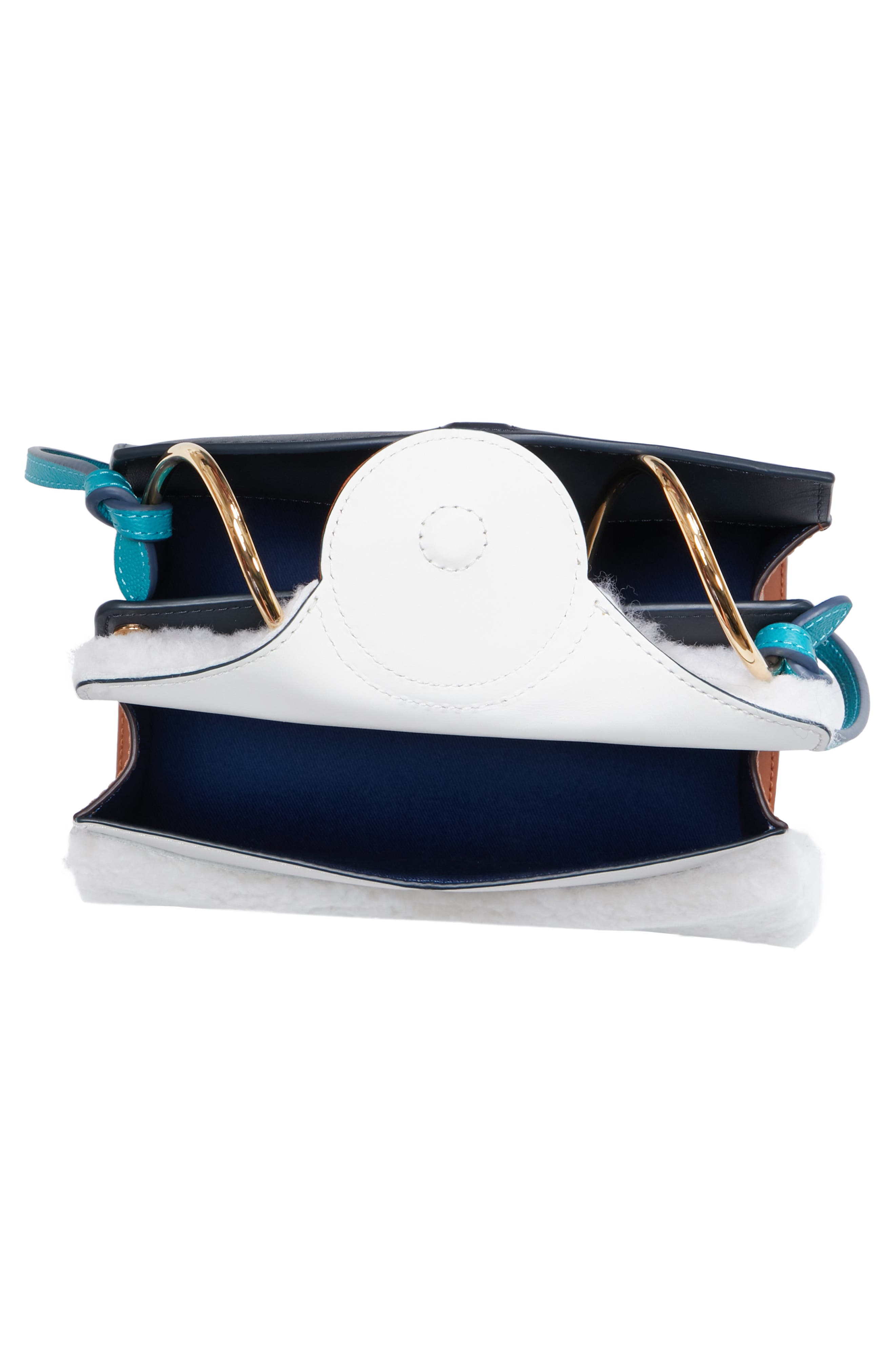 Mini Phoebe Leather Bag, Alternate, color, CURLY SHEARLING WHITE-MARINE