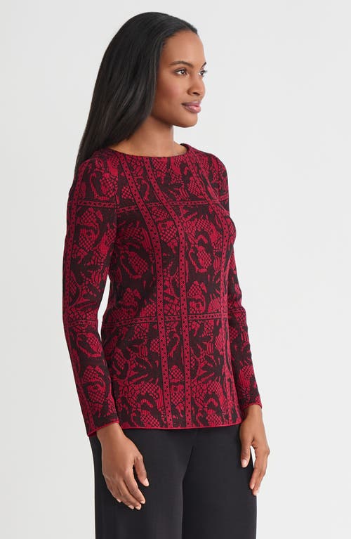 Misook Jacquard Pattern Soft Knit Tunic In Multi