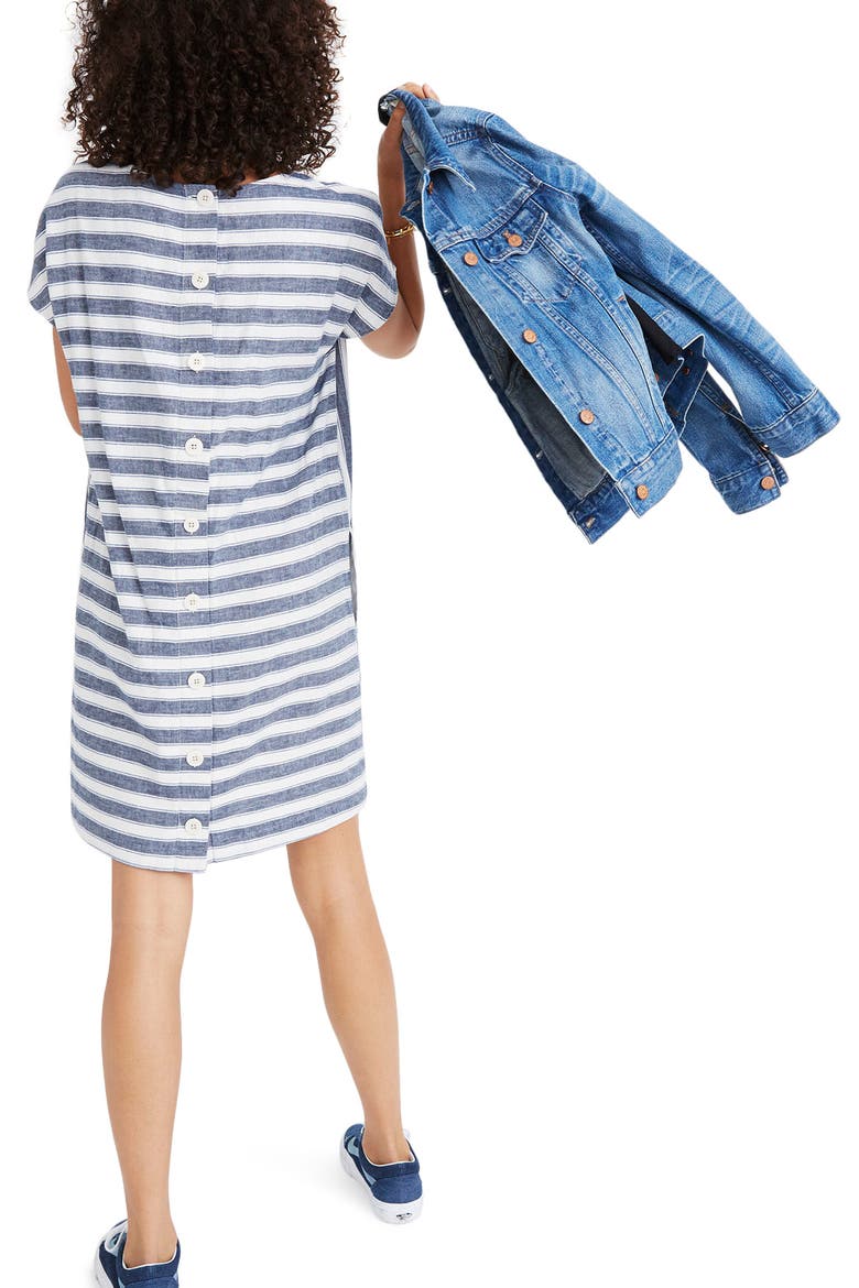 Stripe Play Button Back Dress, Alternate, color, TRANSATLANTIC BLUE