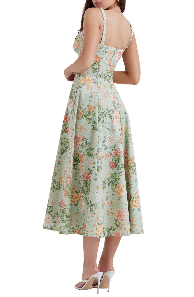 HOUSE OF CB Sabrina Corset Fit & Flare Dress, Alternate, color, Light Jade Floral