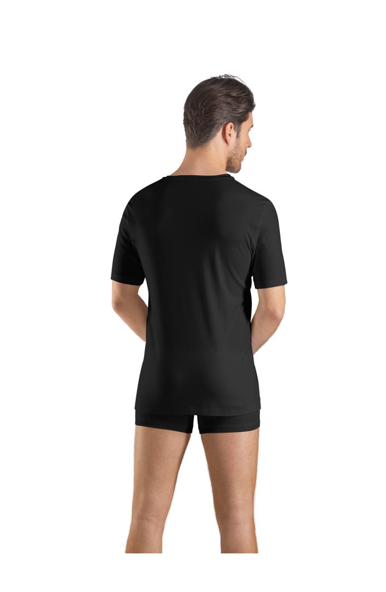 Hanro Sea Island Cotton Cotton V-Neck T-Shirt, Alternate, color, Black