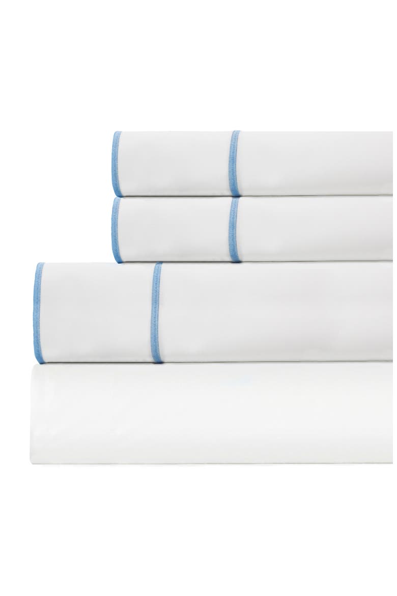 Framed 600 Thread Count Sateen Sheet Set, Main, color, BLUE/ WHITE