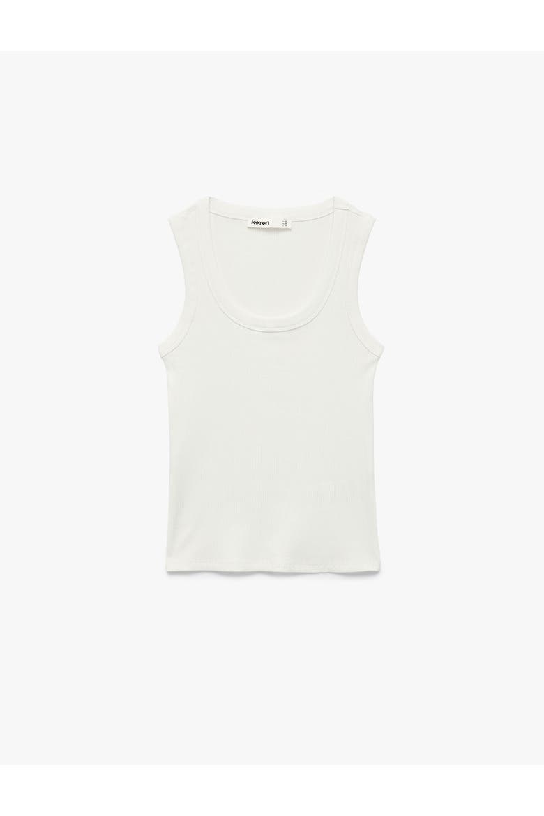 Scoop Neck Ribbed Cotton Tank Top, Alternate, color, OFF WHITE