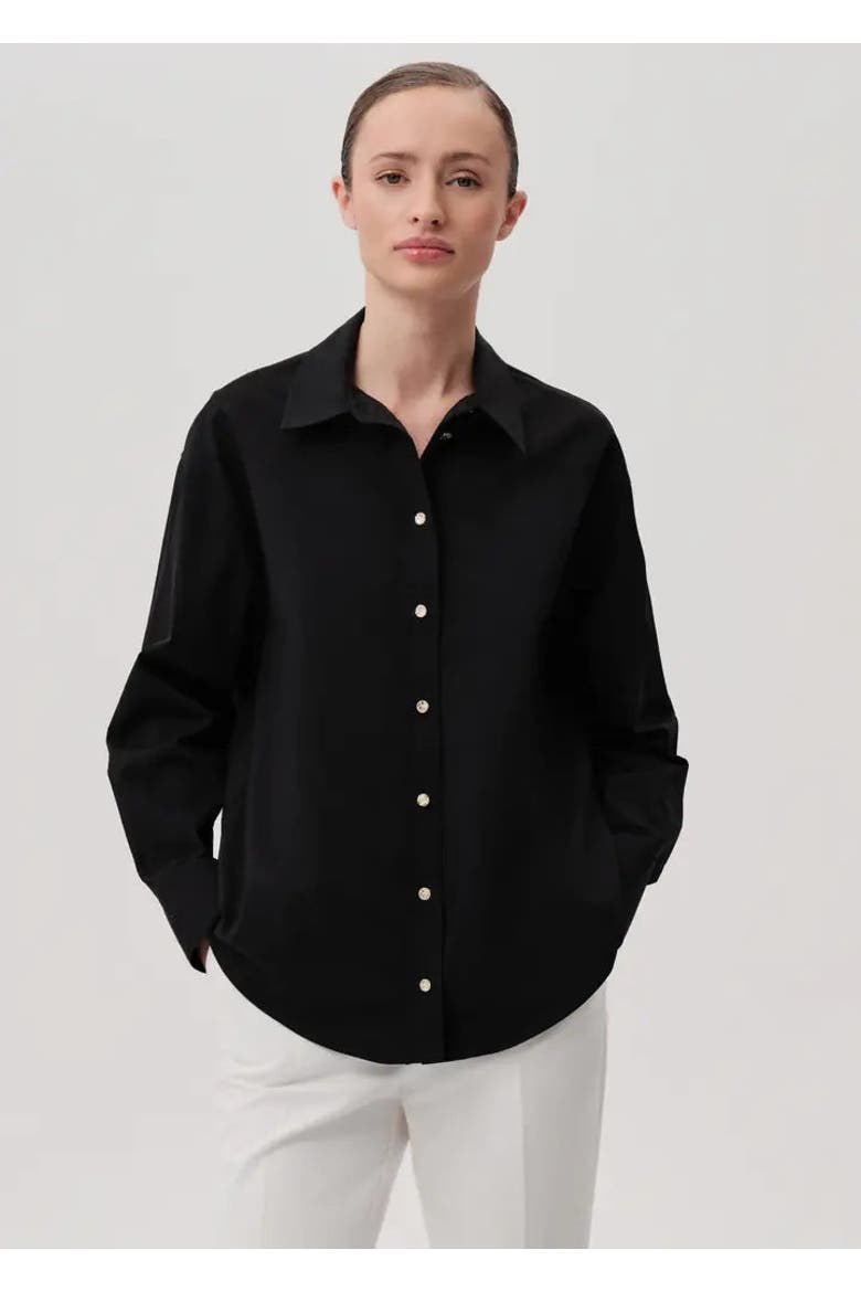 Jewel Cotton Shirt, Main, color, Black