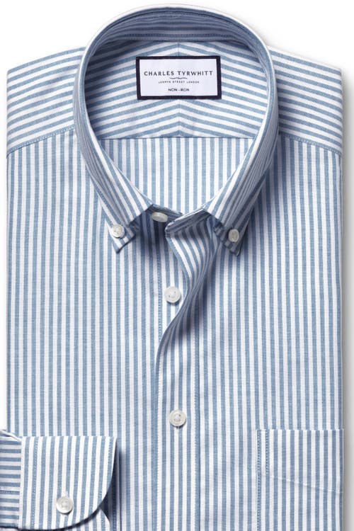 Charles Tyrwhitt Non-iron Stretch Oxford Shirt In Blue