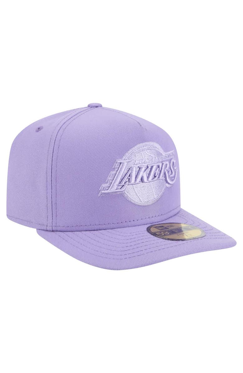 New Era Men's New Era  Purple Los Angeles Lakers Colorpack A-Frame Pinch Front 59FIFTY Fitted Hat, Alternate, color, 