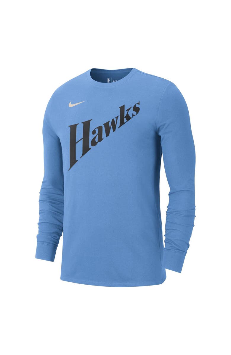 Nike Men's Nike Light Blue Atlanta Hawks 2024/25 City Edition Essential Logo Long Sleeve T-Shirt, Alternate, color, 