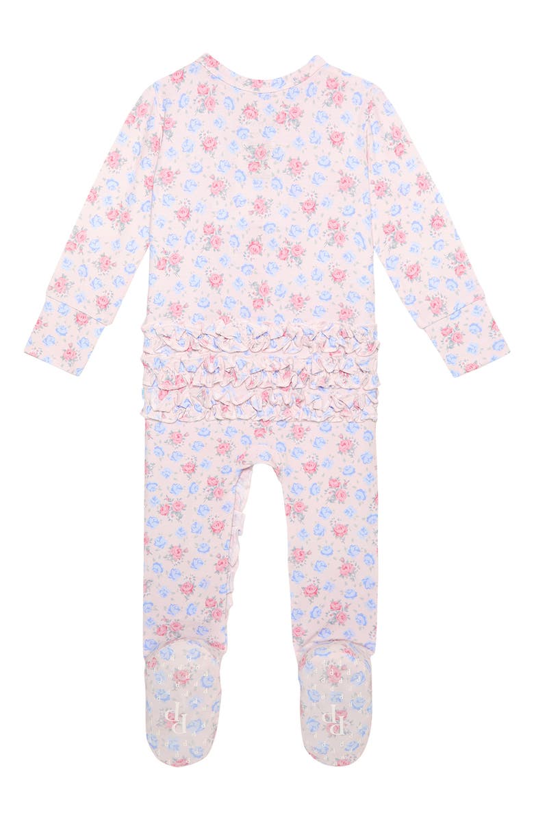 Posh Peanut Ruffle Zip Footie, Alternate, color, Pink