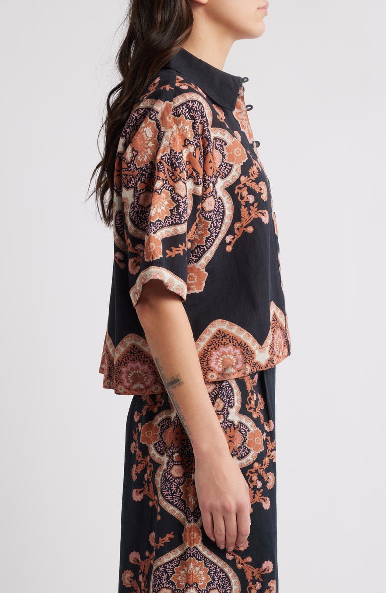 Cleobella Jeni Medallion Print Cotton & Linen Camp Shirt, Alternate, color,
