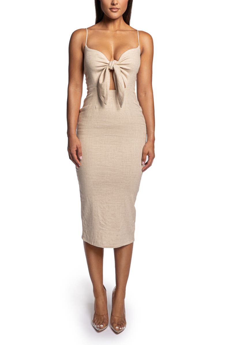 JLUXLABEL Front Tie Midi Dress, Main, color,