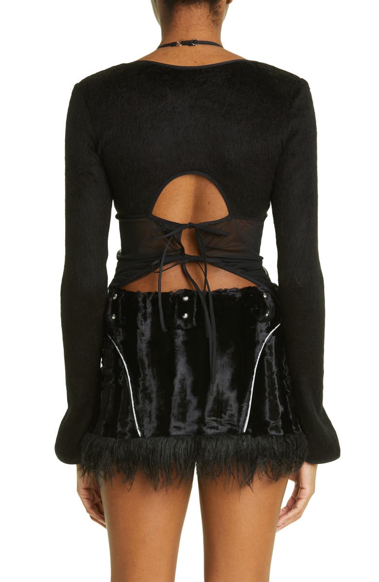 DIDU Patchwork Gathered Mesh Top, Alternate, color,