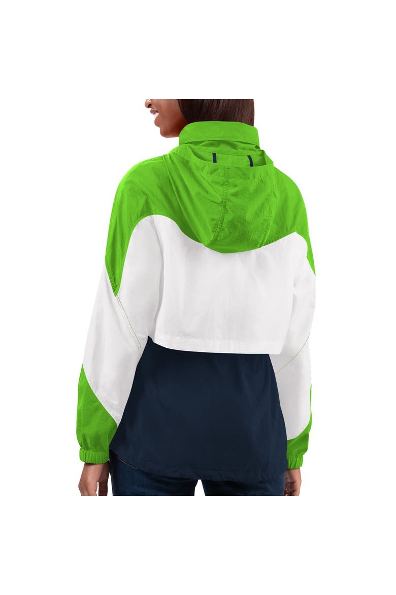 Women's G-III 4Her by Carl Banks Navy/Neon Green Seattle Seahawks Tie Breaker Lightweight Quarter-Zip Jacket, Alternate, color, Navy