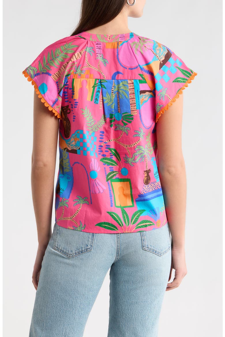 Lanus City Ayla Split Neck Top, Alternate, color, FUCHSIA-MULTI