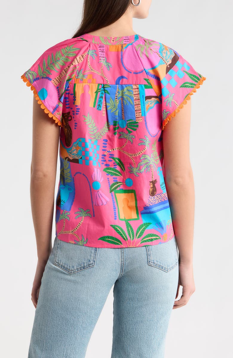 SUGARLIPS Lanus City Ayla Split Neck Top, Alternate, color, Fuchsia-Multi