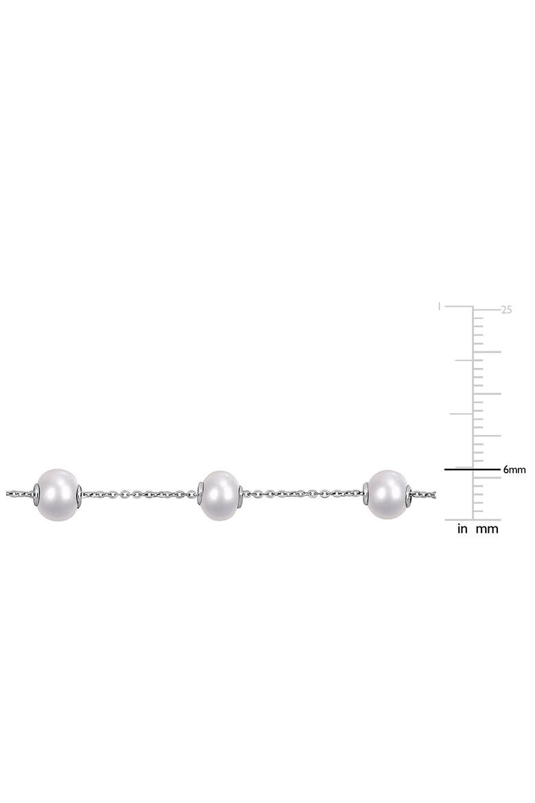 Freshwater Cultured Pearl Station Necklace, Alternate, color, WHITE GOLD