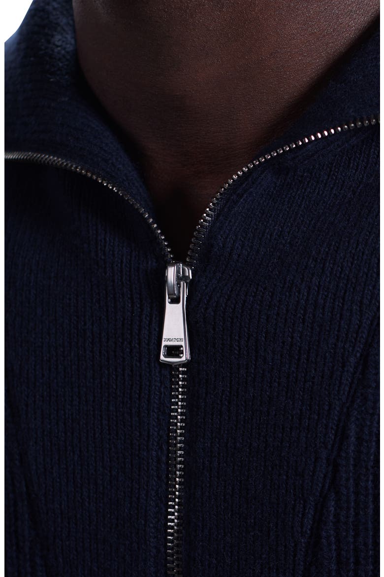 Merino Wool & Cotton Quarter Zip Pullover, Alternate, color, NAVY
