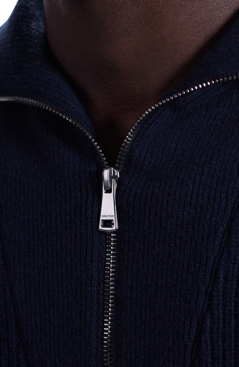 Bugatchi Merino Wool & Cotton Quarter Zip Pullover, Alternate, color, Navy