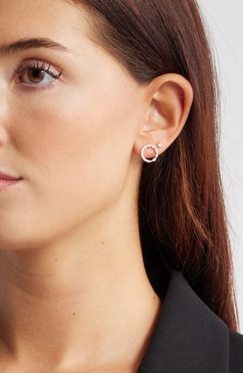 Nordstrom Set Of Two Cubic Zirconia Stud & Hoop Earrings In Clear- Silver