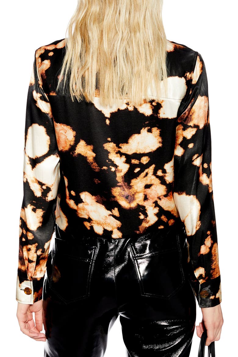 Splodge Tie Dye Button Down Shirt, Alternate, color, BLACK MULTI