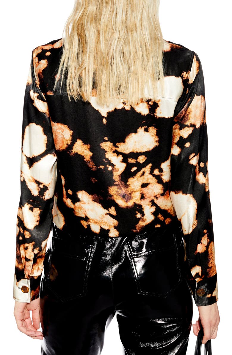 Topshop Splodge Tie Dye Button Down Shirt, Alternate, color,