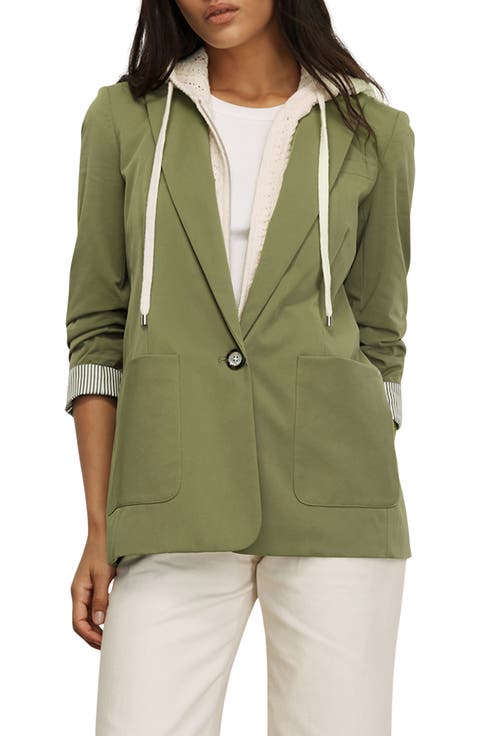 McCallin Ruched Sleeve Cotton Blend Dickey Jacket