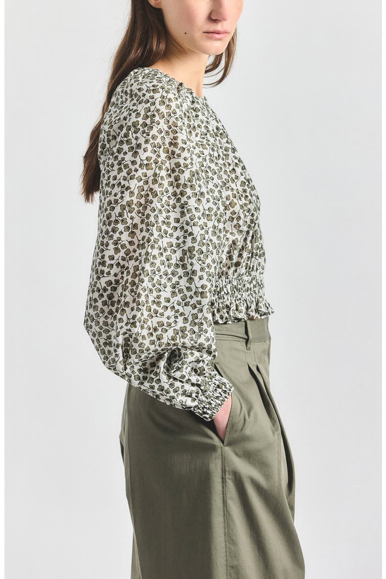 Charlee Clover Print Woven Shirt, Alternate, color, MARSHMALLOW/ MERMAID
