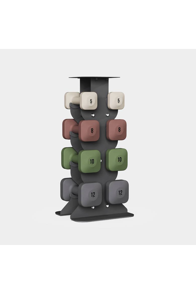 SafeGrip Dumbbells Medium Set with Dark Rack - 5, 8, 10, 12 lbs, Main, color, Assorted Pre-Pack