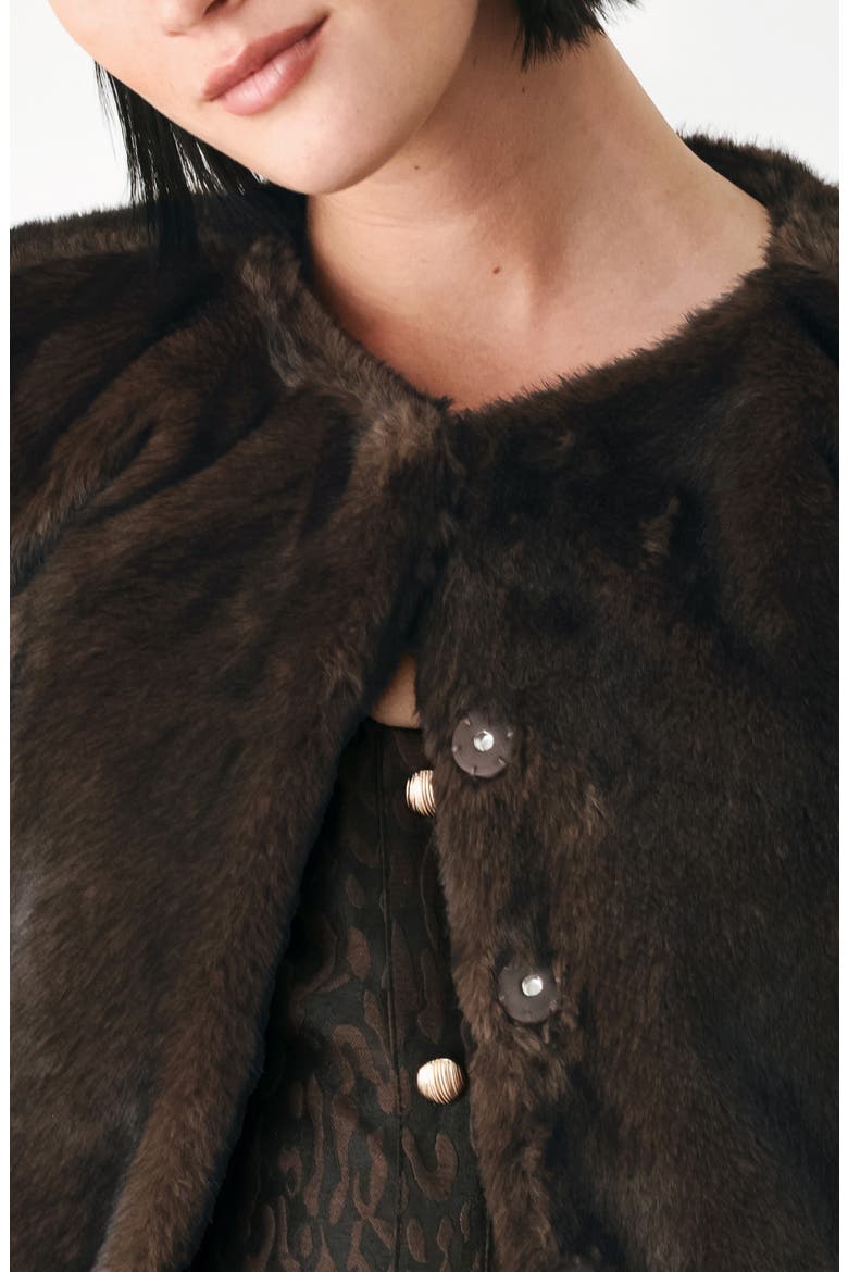 Faux Fur Jacket, Alternate, color, BROWN