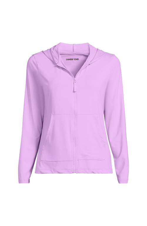 Lands' End Long Sleeve Hooded Full Zip Upf 50 Rash Guard In Wild Lilac