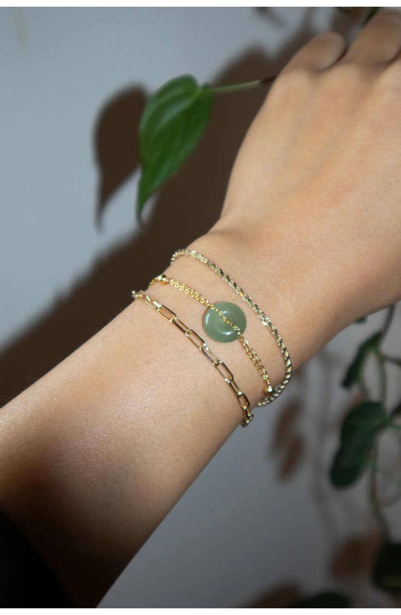 seree Coin Green jade gold bracelet, Alternate, color, Light Green