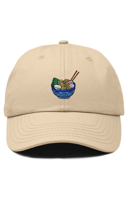 Dalix Noodles Embroidered Casual Cap In Khaki