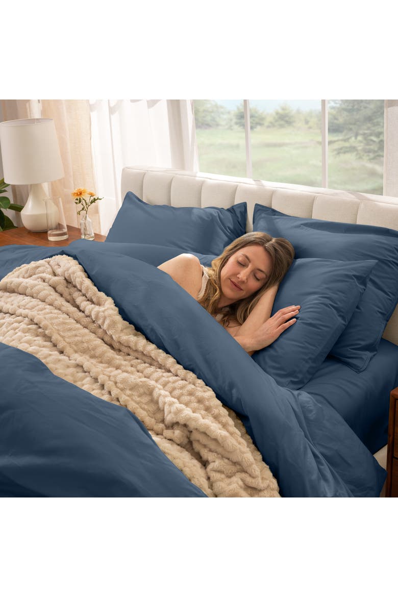 100% Organic Cotton Percale Duvet Cover and Sham Set, Alternate, color, Bering Sea