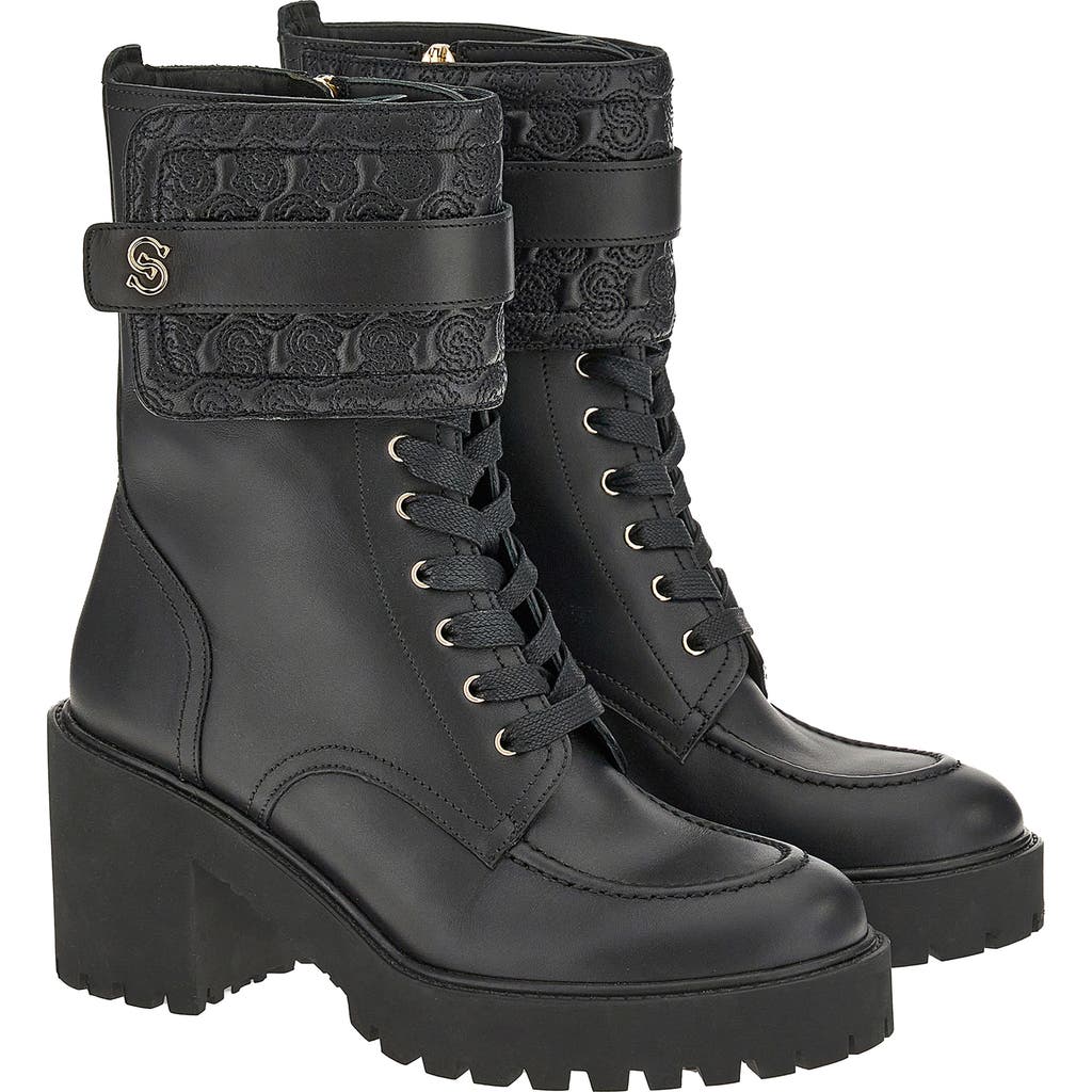 Ferragamo Salvatore Shiraz Lace-up Bootie In Black