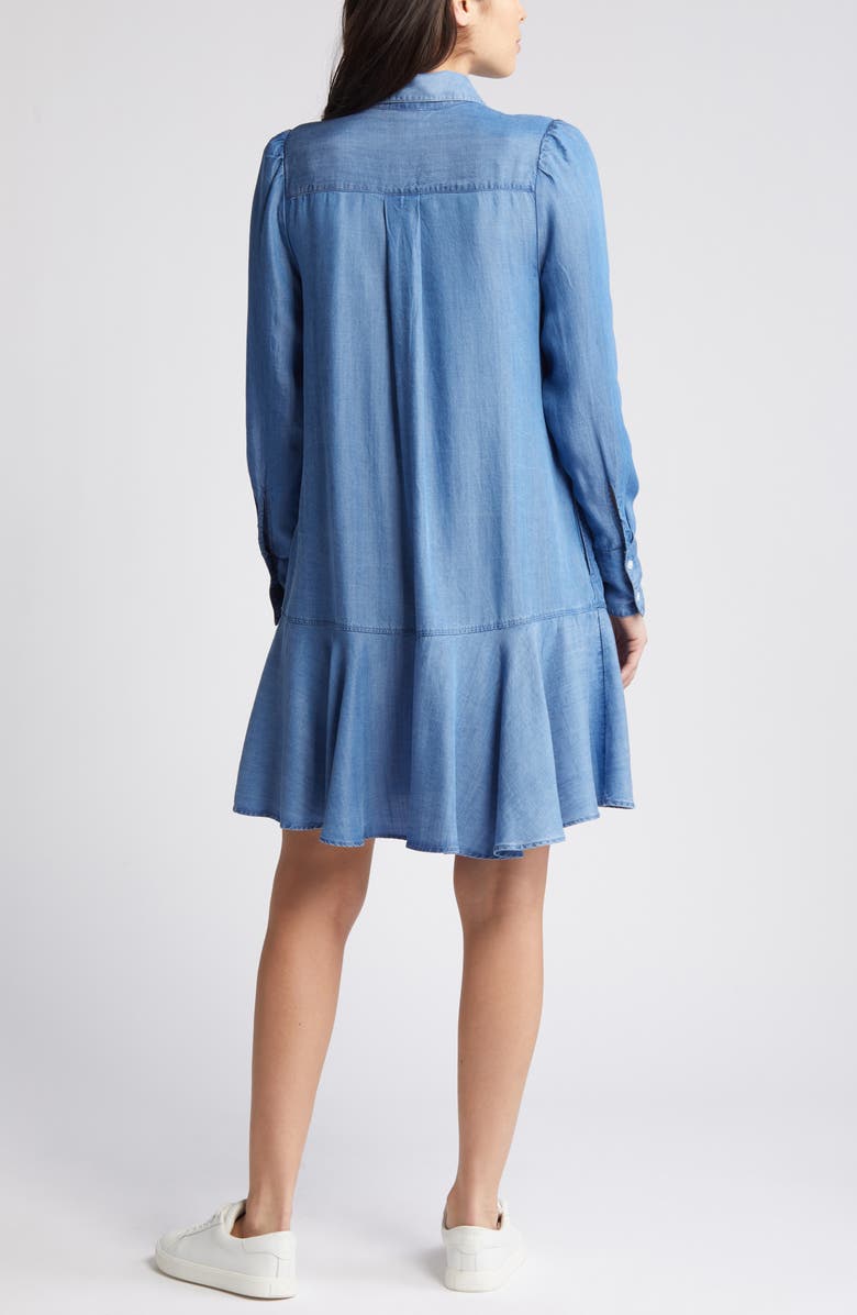 Caslon<sup>®</sup> Flounce Hem Long Sleeve Chambray Shirtdress, Alternate, color, 