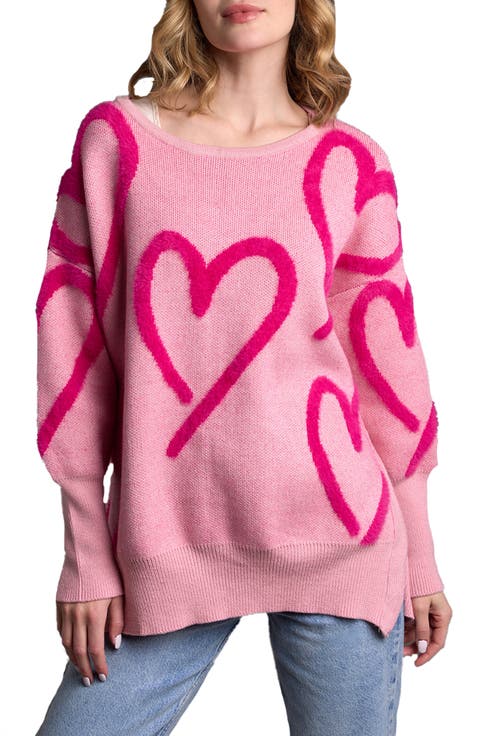 Wispy Heart Tunic Sweater