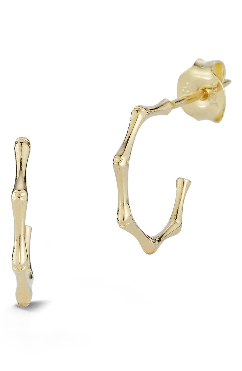 Ember Fine Jewelry Italian 14K Yellow Gold Bamboo-Shaped Hoop Earrings, Main, color, Gold