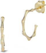 Ember Fine Jewelry Italian 14K Yellow Gold Bamboo-Shaped Hoop Earrings