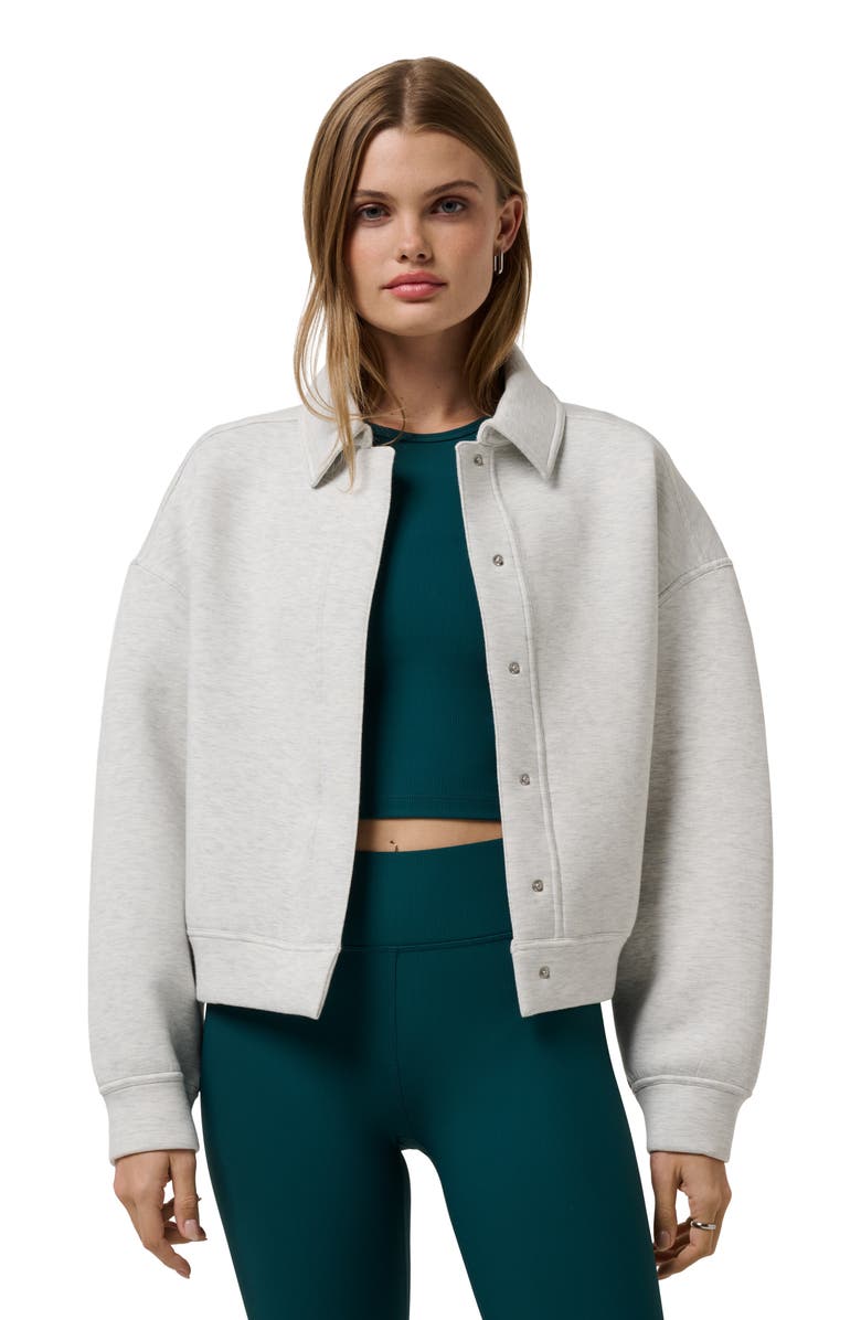 TravisMathew Cloudscape Button-Up Jacket, Alternate, color, Heather Light Grey