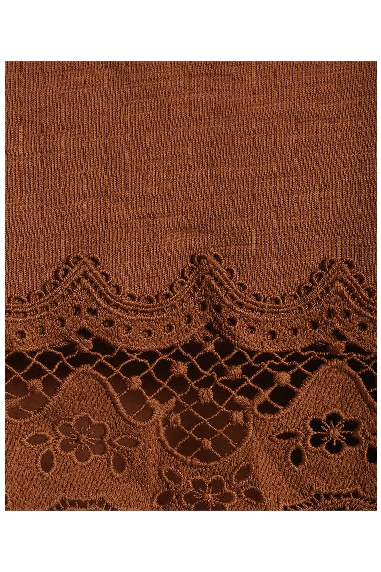 Short Sleeve Slub Jersey Cutwork T-Shirt, Alternate, color, Rich Ginger Brown