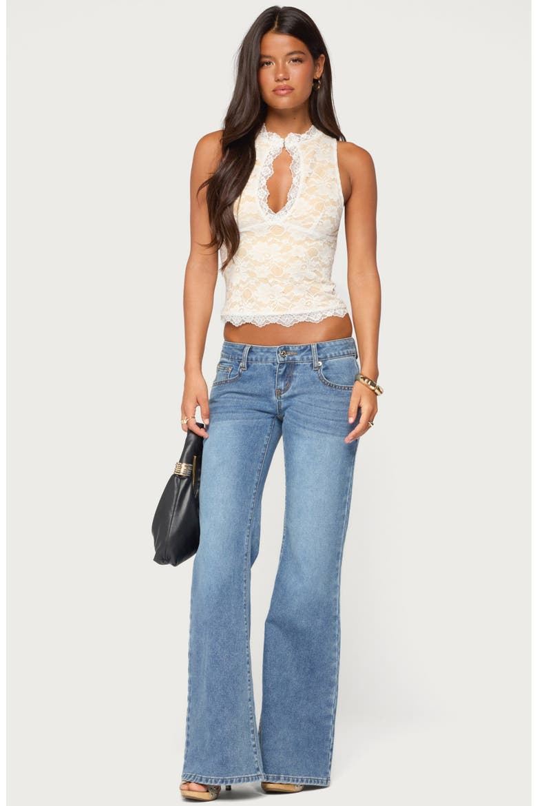 Frieda Keyhole Cutout Lace Top, Alternate, color, CREAM