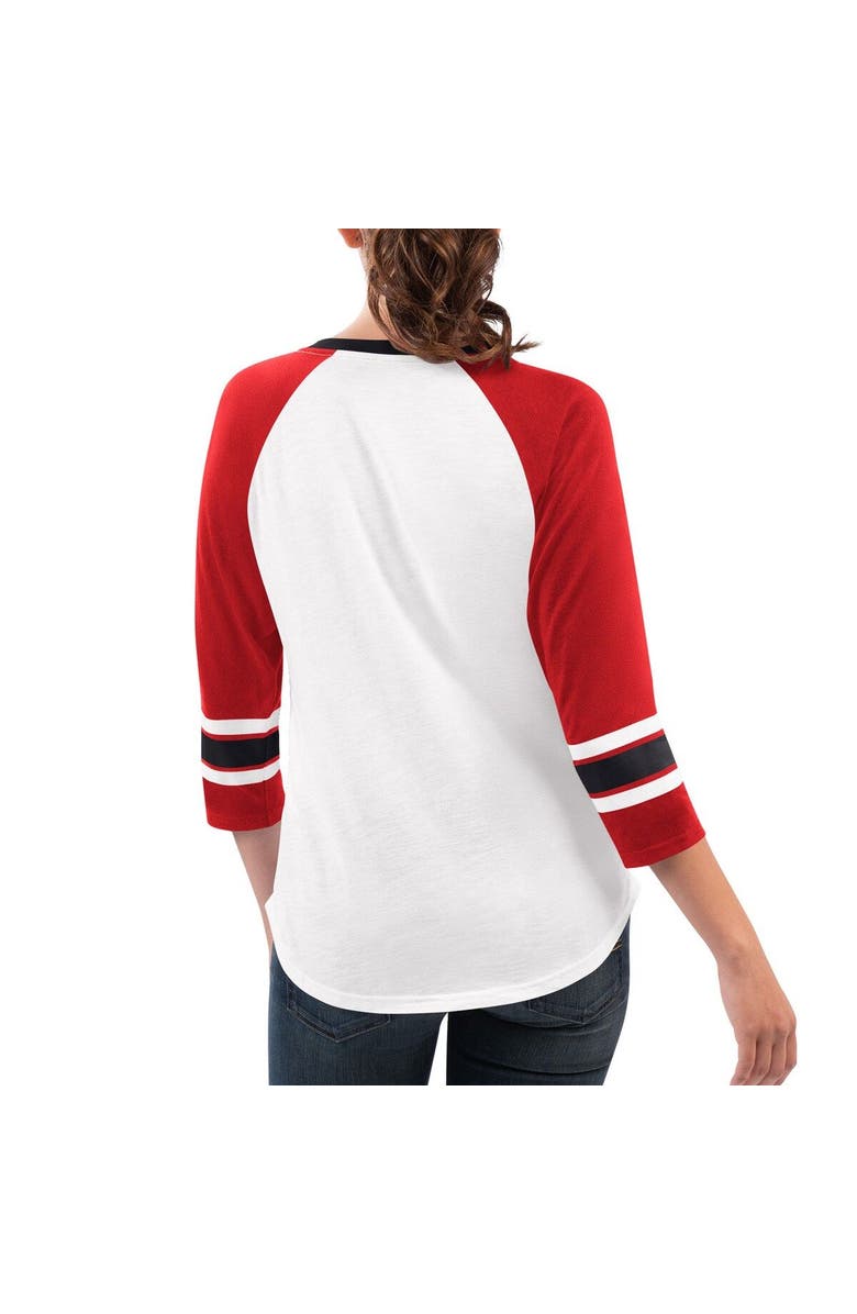 G-III 4HER BY CARL BANKS Women's G-III 4Her by Carl Banks White/Red Bubba Wallace Top Team V-Neck 3/4 Sleeve T-Shirt, Alternate, color, White