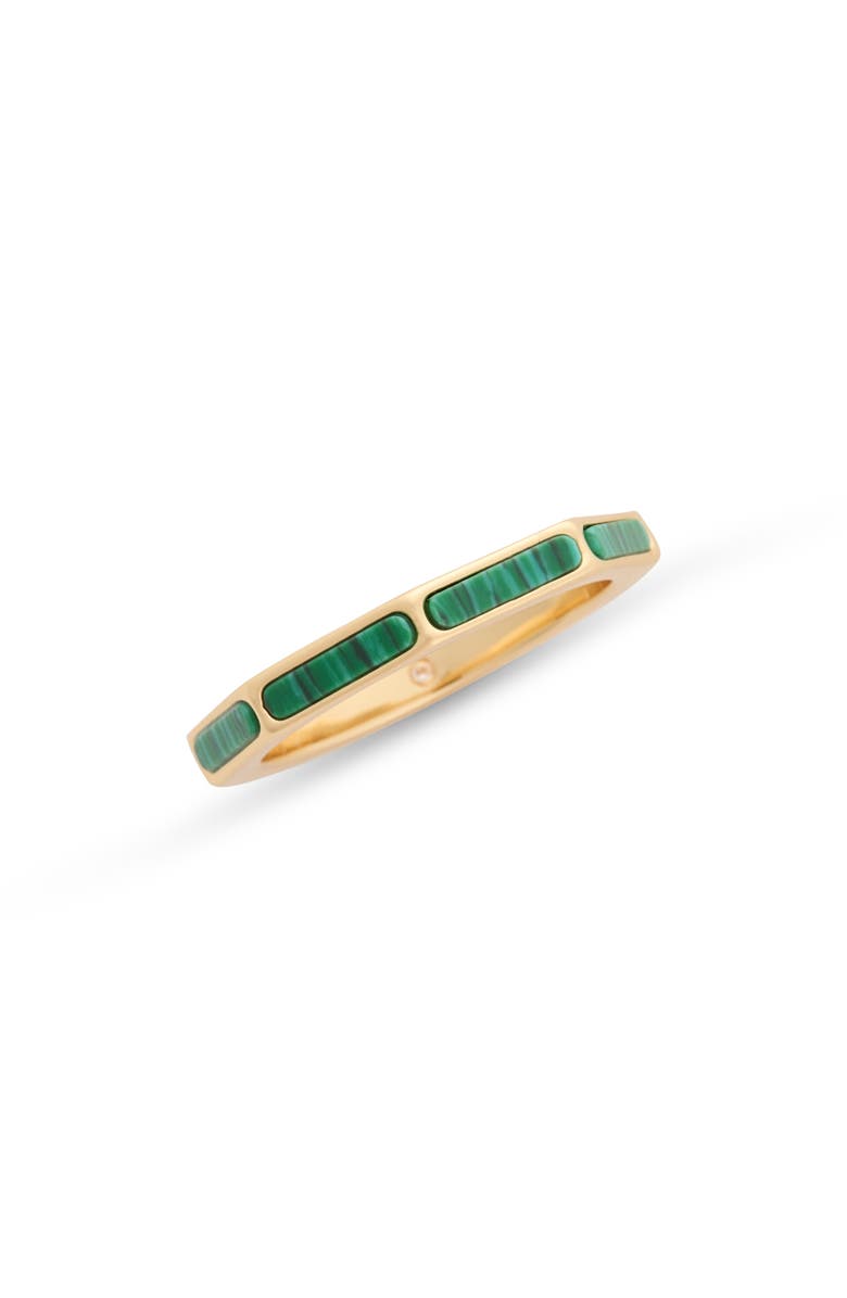 Covet Malachite Inlay Band Ring, Main, color, Green / Gold